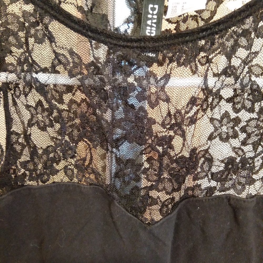 H&M WOMEN'S BLACK LACE TOP DRESS - Picture 3 of 7